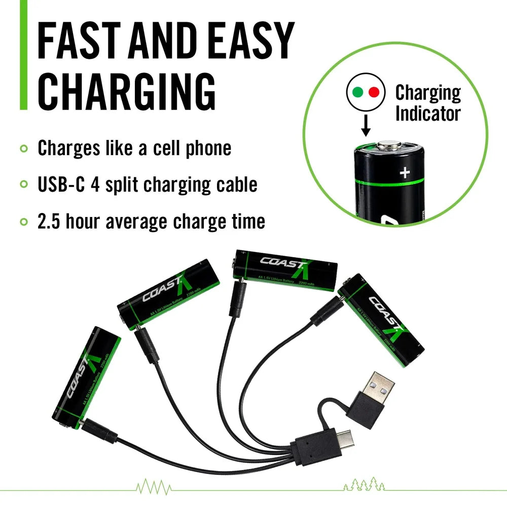4xAA + 4xAAA 1,5V USB-C wiederaufladbare Batterien
