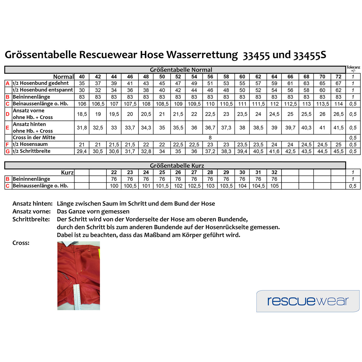 Einsatzhose Unisex Wasserrettung – Rescuewear GUV-R 2106