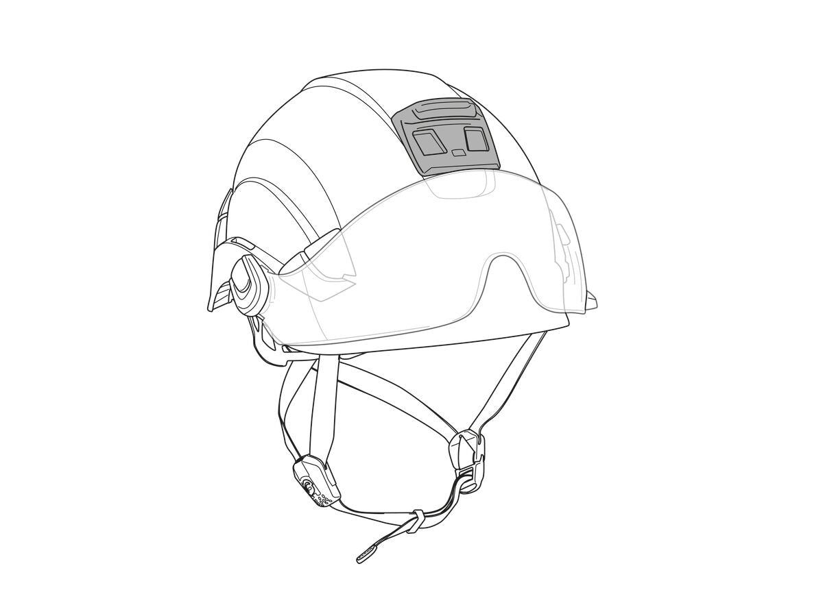 Petzl Helmet Adapt Pro mit selbstklebendem Befestigungssystem zur dauerhaften Montage von Stirnlampen an Schutzhelmen. Professioneller Helmadapter für Feuerwehr, Rettungsdienst, THW, Höhenrettung, Industrie und technische Einsatzkräfte.