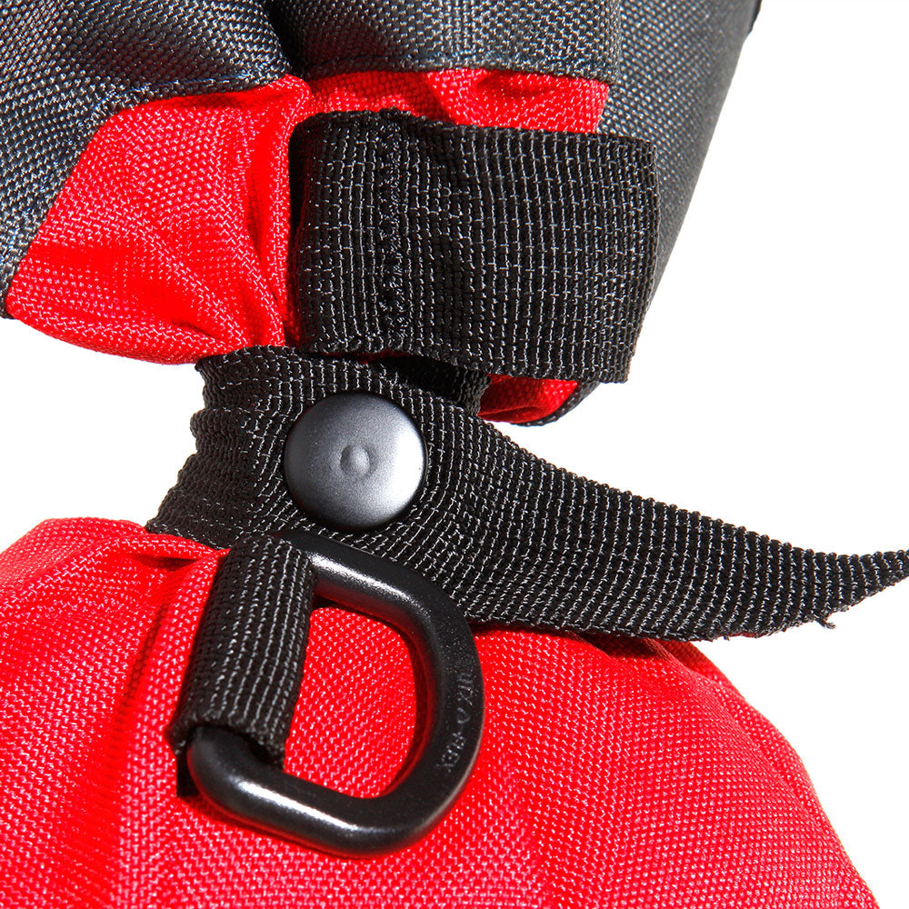 Wurfsack von HF Compact in Syntec Rescue Pro in 20 M länge mit einer Bruchlast von 2400 daN in rot für Wasserretter mit Druckknopf