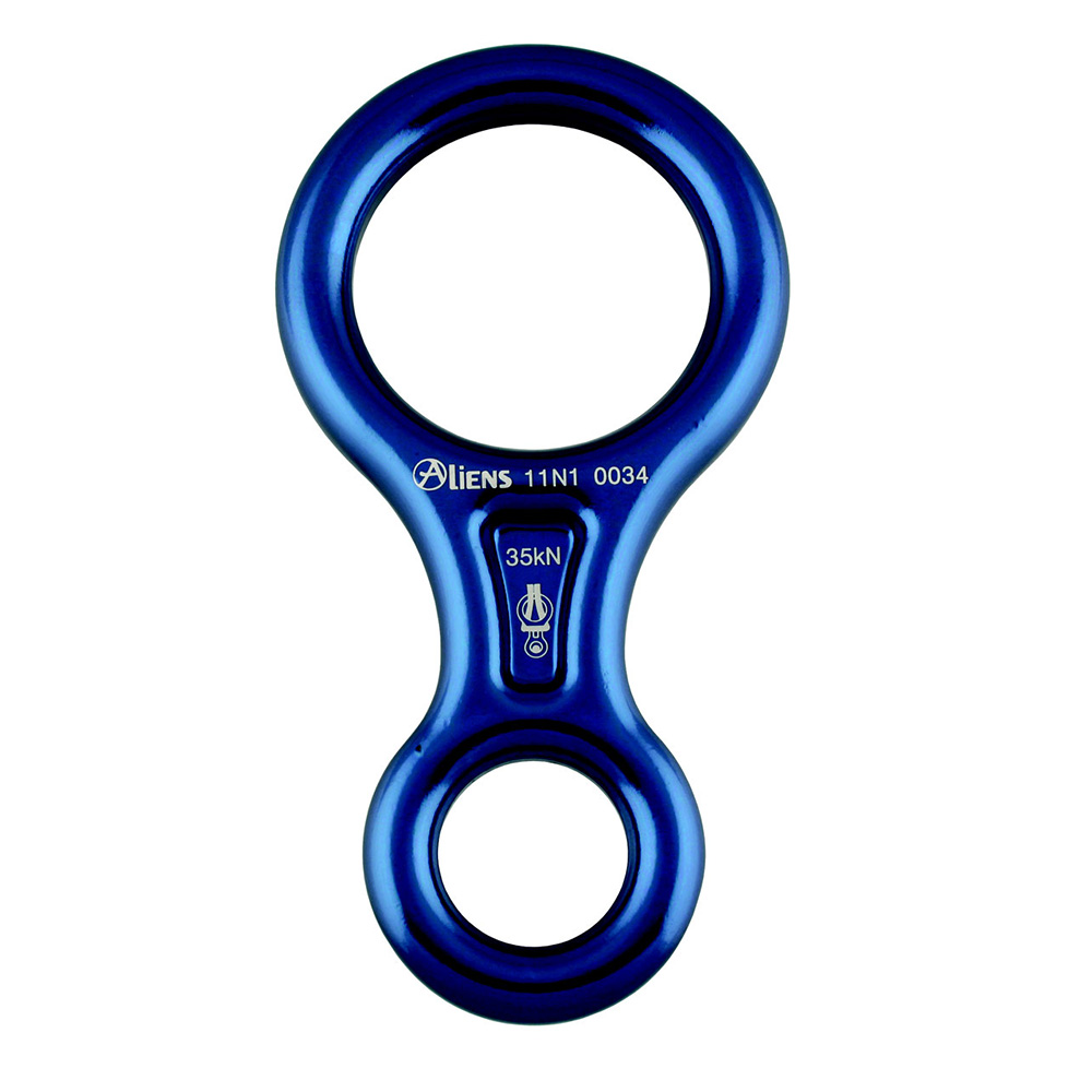 Abseilacht mit zwei Karabiner Einführung, ausgelegt für 35kN in blau.