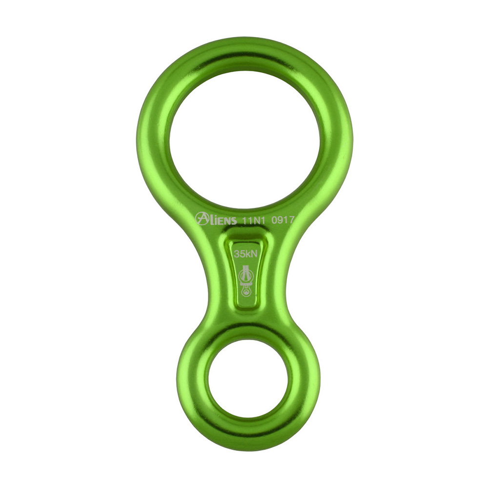 Abseilacht mit zwei Karabiner Einführung, ausgelegt für 35kN in grün.