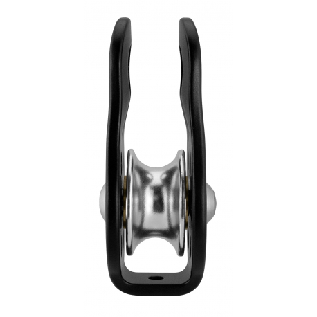 Umlenkrolle der Marke Aliens in schwarz. Seitenansicht mit silberfarbener Rolle.