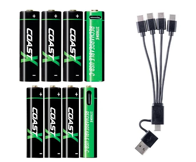 4xAA + 4xAAA 1,5V USB-C wiederaufladbare Batterien