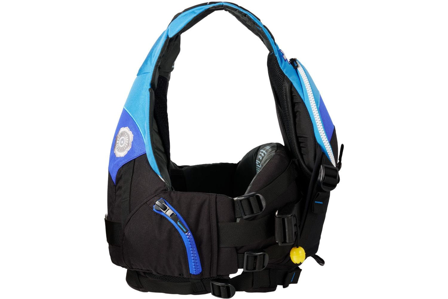 Seitenansicht der Astral GreenJacket AquaFade Rettungsweste für Strömungsrettung, Wildwasserkajak, Rafting und professionelle Wasserrettung mit ergonomischer Passform und Rescue-Ausstattung.