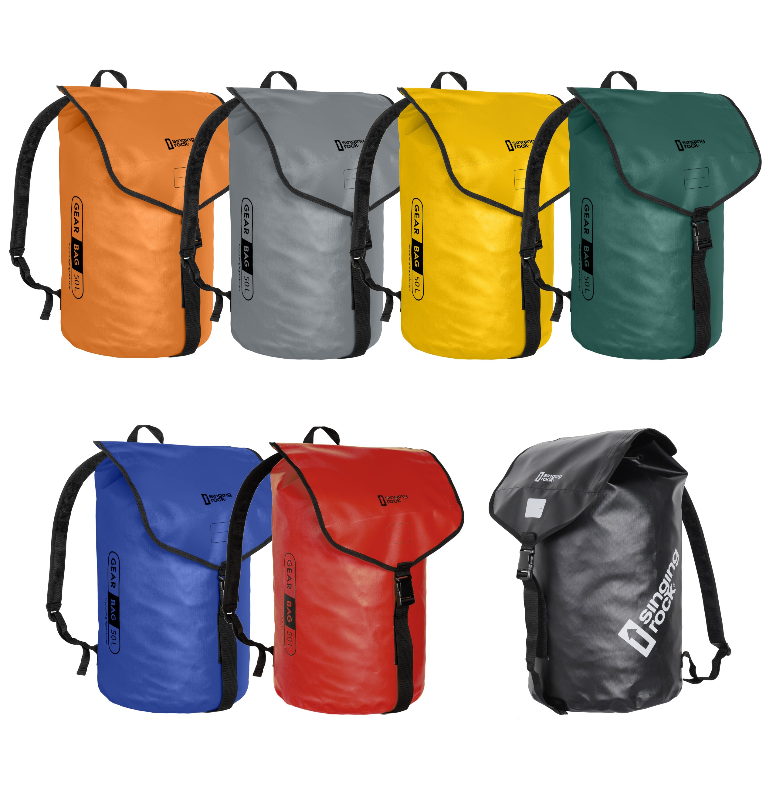 Singing Rock Gerätesatz Gear Bag Wurfsack-Rucksack in verschiedenen Farben für Wasserrettung, Feuerwehr und Strömungsrettung – robuster Transportbeutel für Rettungsseile und Einsatzausrüstung.