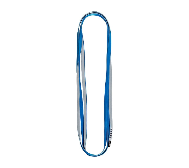 Blaue Singing Rock Open Sling Bandschlinge mit 240 cm Länge und 22 kN Bruchlast für Anschlagpunkte, Höhenrettung, Absturzsicherung, Feuerwehr, THW und professionelle Seilzugangstechnik.