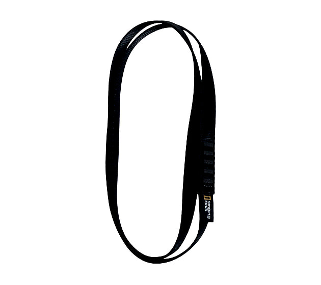 Schwarze Singing Rock Open Sling Bandschlinge mit 60 cm Länge und 22 kN Bruchlast für Höhenrettung, Absturzsicherung, Seilzugangstechnik sowie Feuerwehr- und Rettungseinsätze.
