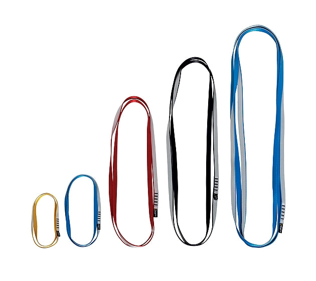Singing Rock Open Sling Bandschlingen in verschiedenen Längen und Farben mit 22 kN Bruchlast. Zertifizierte Anschlagschlingen für Höhenrettung, Absturzsicherung, Feuerwehr, THW, Industrieklettern, Bergrettung und professionelle Seiltechnik.